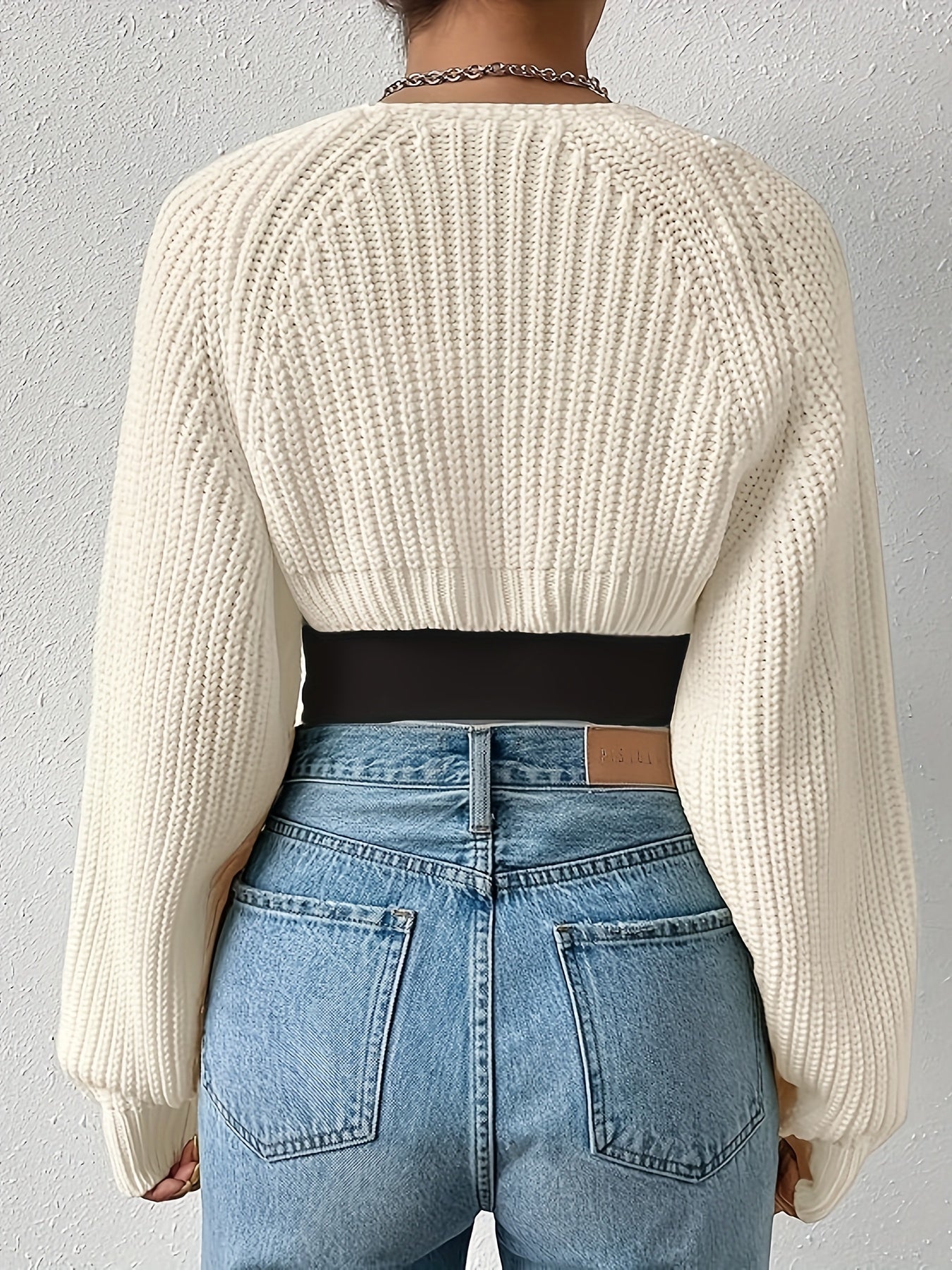 Vibrant Solid Color Crop Knitted Cardigan - Soft, Cozy, Long Sleeve, Drop Shoulder, Open Front Design - Perfect for Spring & Fall, Women's Casual Clothing